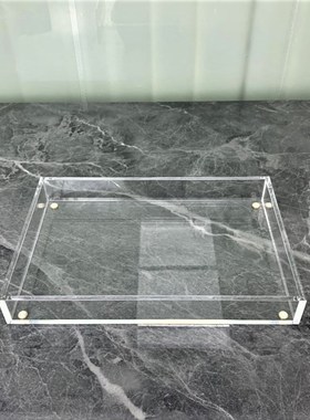 加厚亚克力托盘长方形高透明有机玻璃展示收纳盒加厚钻石抛光工艺