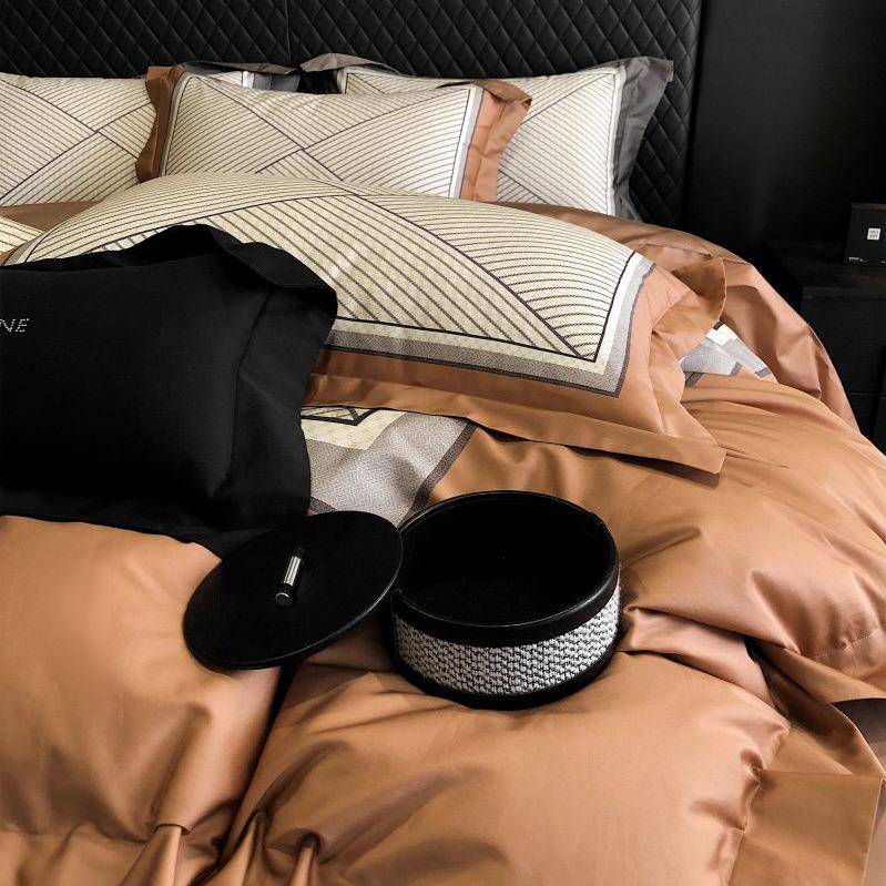 意式100S长绒棉纯棉床笠款四件套四季通用轻奢简约床单被套床品