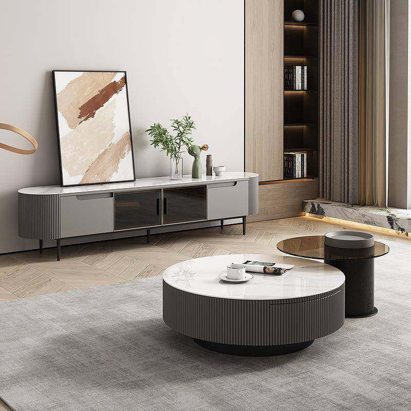 岩板茶几圆形现代简约轻奢北欧创意钢化玻璃边几家用客厅茶几组合,特色手工艺,其他特色工艺品,淘宝优惠券,粉丝福利购,淘宝优惠卷