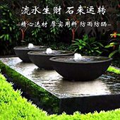 大理石头流水钵喷泉石盆水景观雕塑户外庭院水池装 饰石雕鱼缸摆件