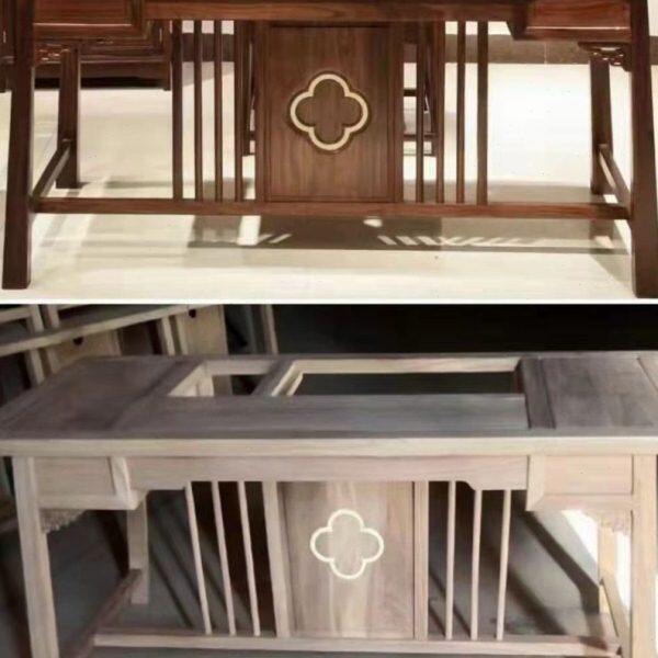 老榆木新中式茶桌椅组合白茬禅意茶桌实木茶台泡茶办公室功夫茶几