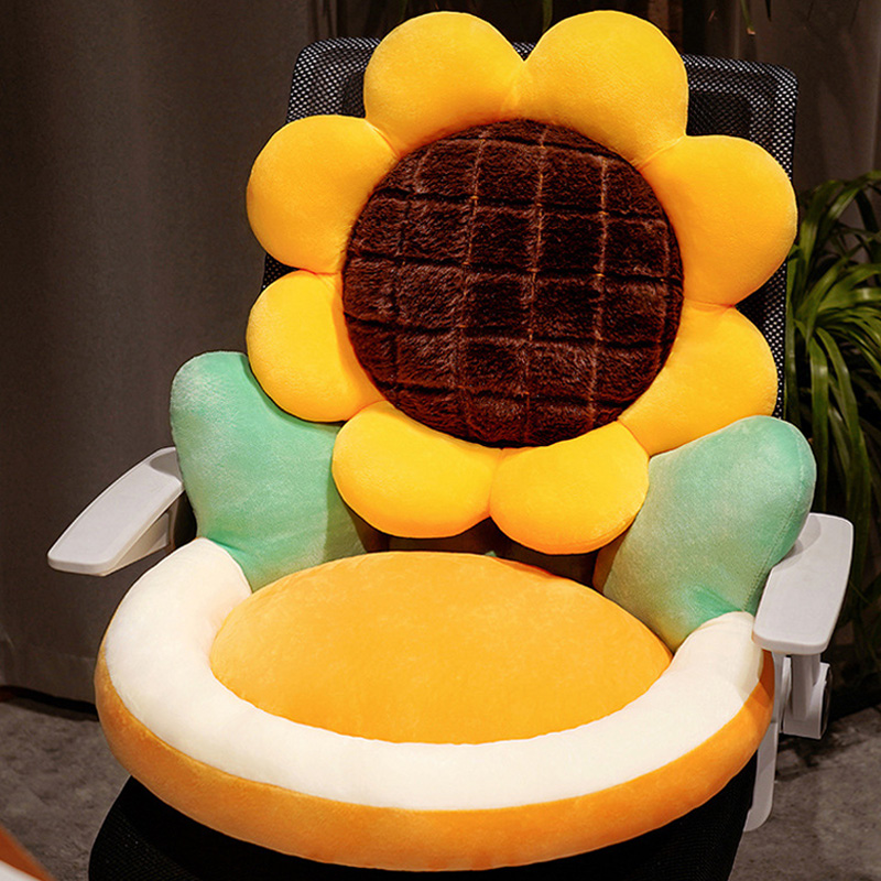 花朵坐垫椅子靠垫一体办公室可爱护腰靠背座椅屁垫Y垫子久坐椅垫