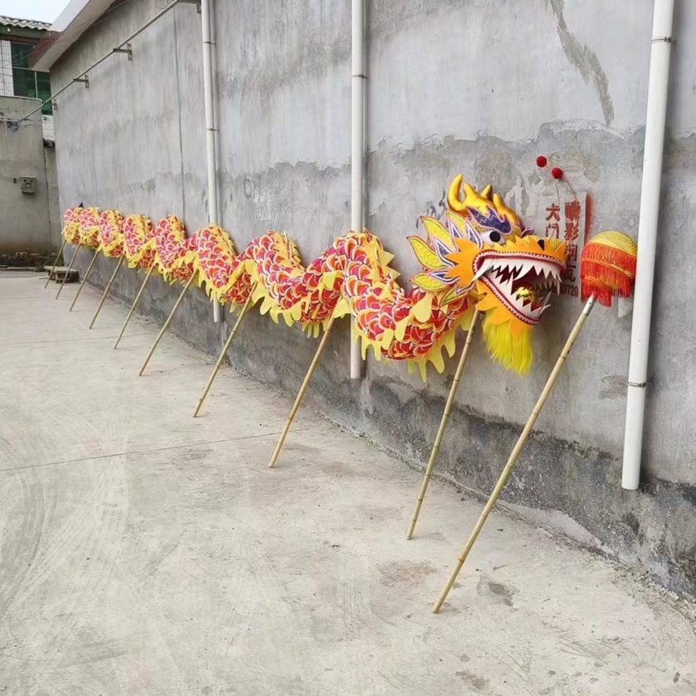 舞龙道具舞龙国标龙优质密度绸布龙钢丝龙龙眼带灯国标三号绸布龙