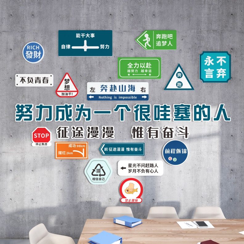 办公室墙面装饰企业创意文化励志标语工位氛围布置司职场贴画创意