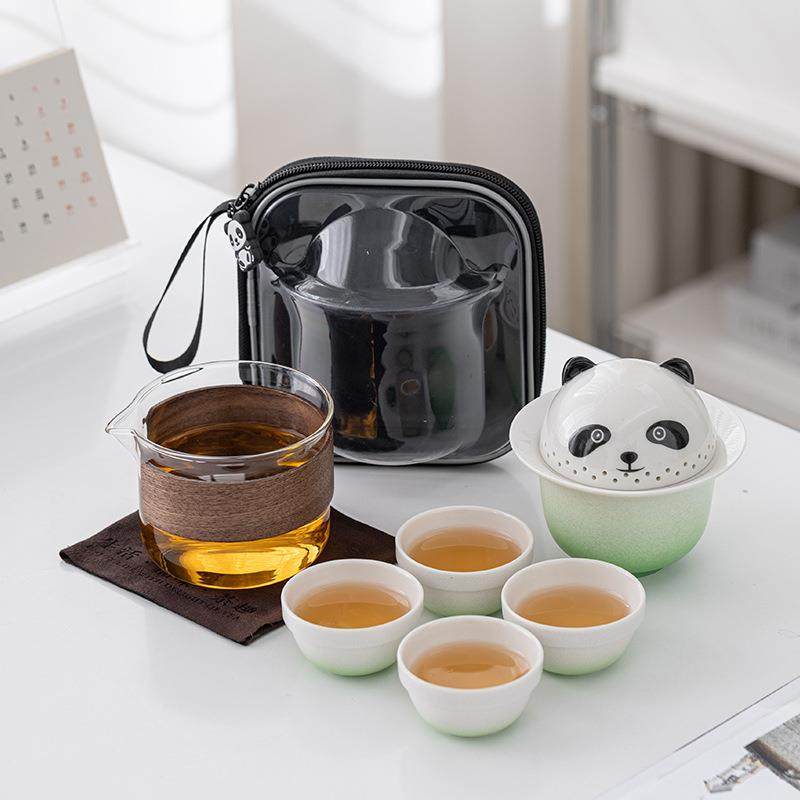 熊猫陶瓷旅行茶具便携式套装一壶四杯装户外露营茶具快客杯泡茶杯,自行车/骑行装备/零配件,更多零件/配件,淘宝优惠券,粉丝福利购,淘宝优惠卷