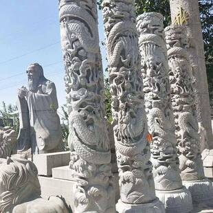 龙柱石雕景观文化柱雕塑盘龙柱罗马柱青石浮雕龙柱公园学校立式