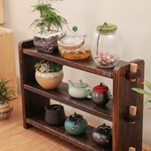 中式 简易实木小博古架摆件多宝格展示架置物架搁茶具架茶壶架墙挂