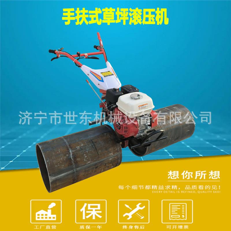 GX160汽油草地压实机 60公分双轮滚筒压草皮机 手扶式草坪滚压机