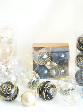 BG8CM黑色金色蓝色聖誕節裝飾圣诞树装饰圣诞球挂件节日布置吊饰