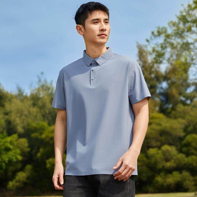 鸟家夏季高端polo衫短袖翻领宽松冰丝无缝压胶商务冷感速干T恤男