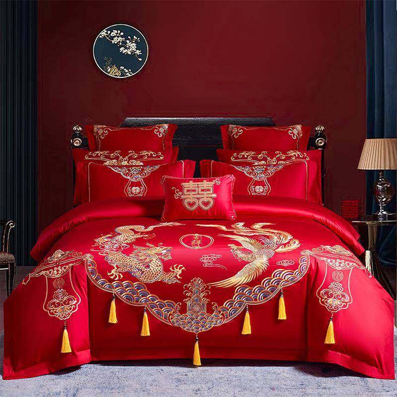 新中式刺绣纯棉婚庆多件套60支长绒棉结婚大红喜庆全棉床盖四件套,鲜花速递/花卉仿真/绿植园艺,割草机/草坪机,淘宝优惠券,粉丝福利购,淘宝优惠卷