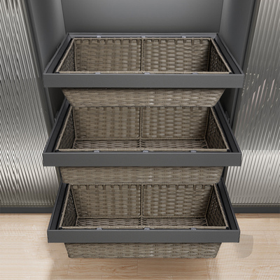 衣柜阻尼拉篮抽屉式伸缩裤架藤篮衣帽间内置收纳储物家用五金