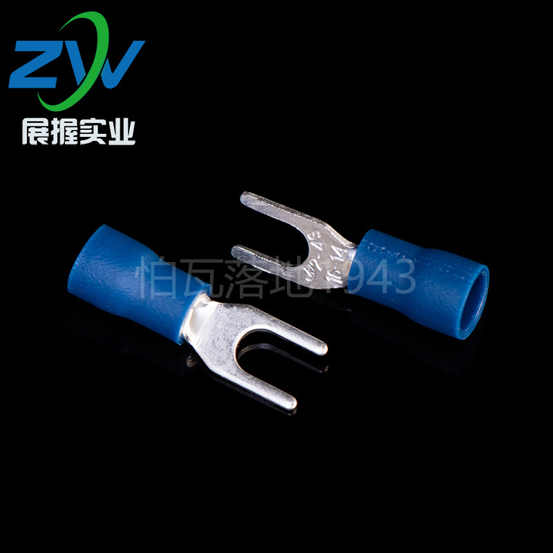 国标SV2-4紫铜叉形引进预绝缘端头 冷压护套接线端子1000只 厚0.8