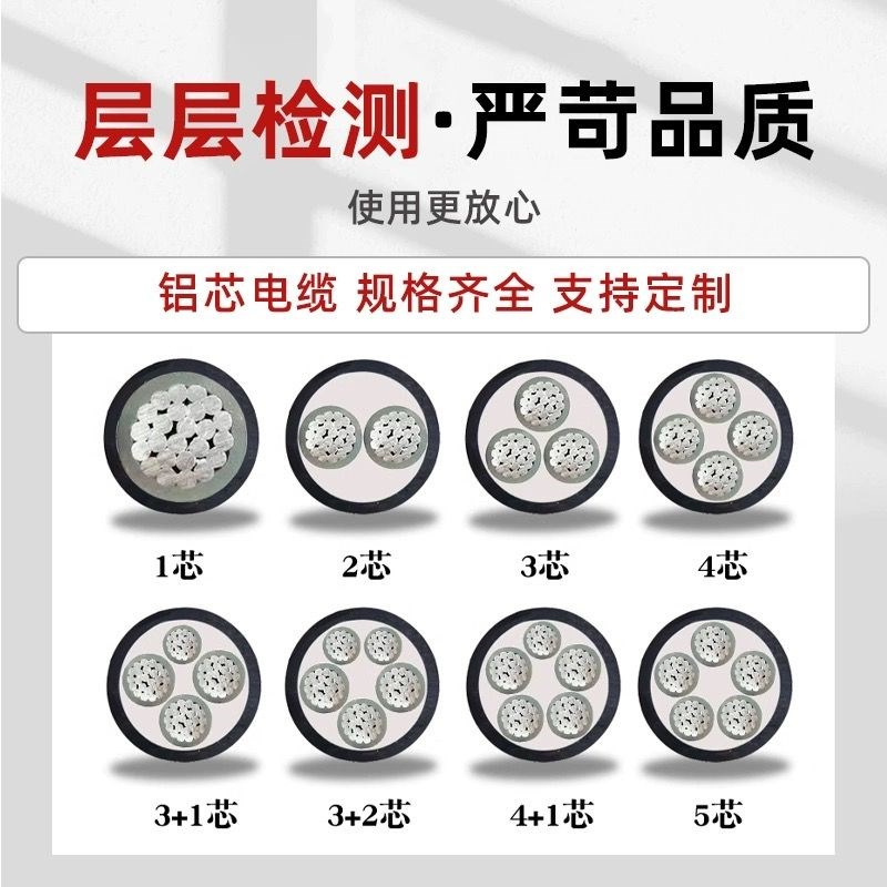 国标铝芯电缆线 4芯16 25 35 50 70 120平方地埋铠装Y三相四线铝
