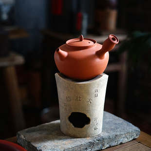吴永华水木纯手工红泥砂铫壶炭炉电陶炉煮茶潮州侧把陶壶泡茶烧水