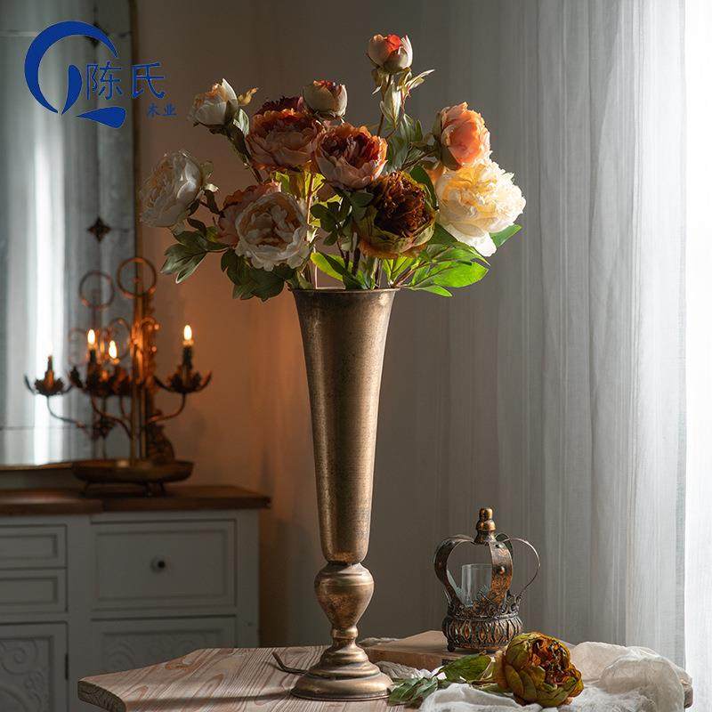 欧式复古花瓶摆件客厅样板房金色铁艺插花器轻奢软装饰品花店瓶子,清洗/食品/商业设备,风口/风叶/风机配件,淘宝优惠券,粉丝福利购,淘宝优惠卷