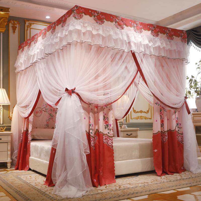 CB#2021新款家用床帘床幔三开们落地不锈钢遮光蚊帐1.5m1.8m2m家