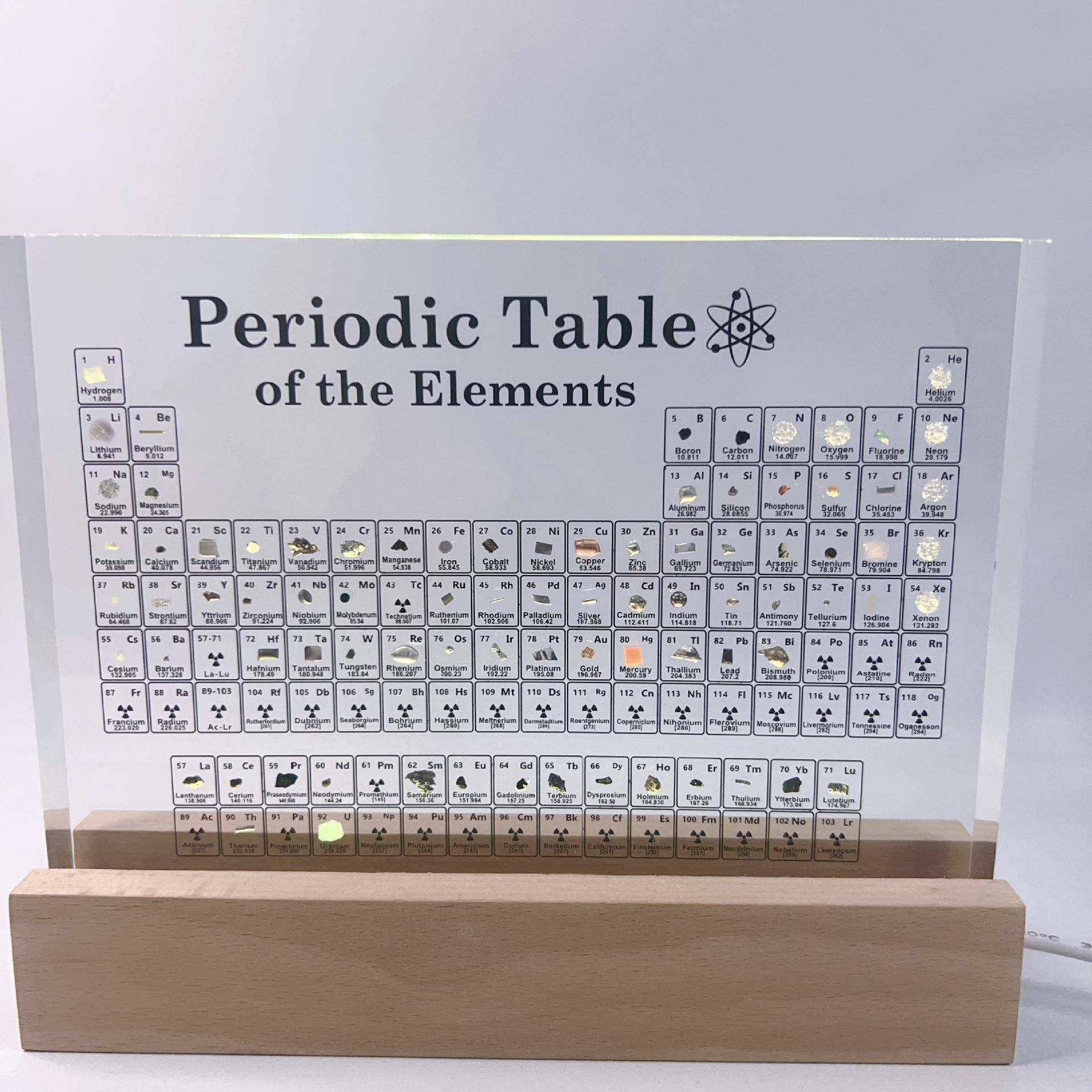 中号170亚克力元素表灯元素周期化学元素内嵌實物擺件有机玻璃