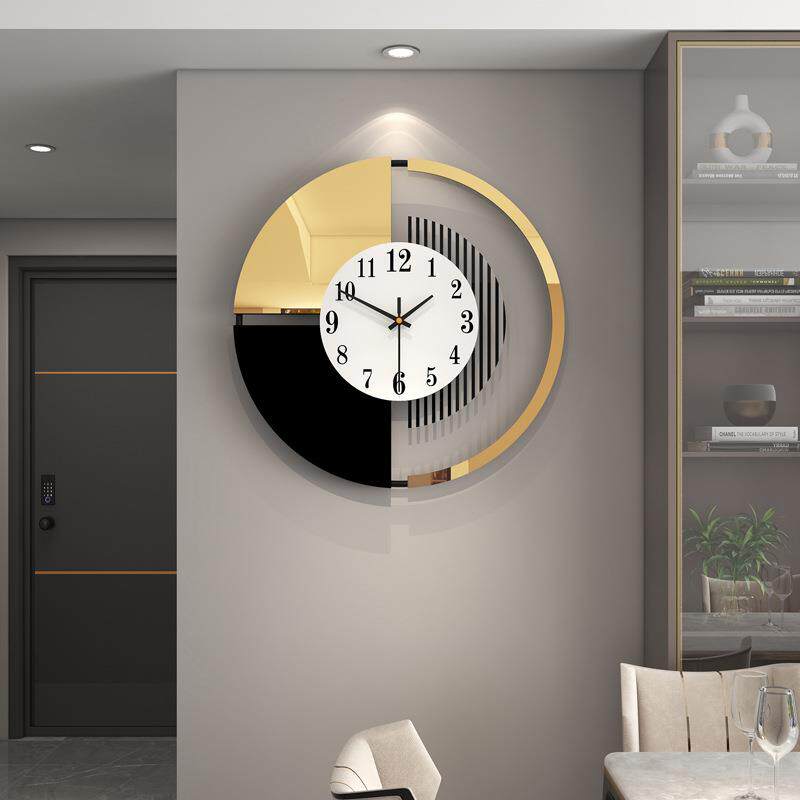 挂表钟表家用挂墙免打孔时尚客厅创意静音北欧轻奢时钟高级感