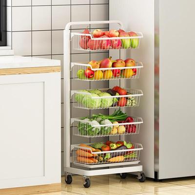 A12加厚厨房蔬菜置物架落地多层放水果架子小推车果蔬收纳筐小号