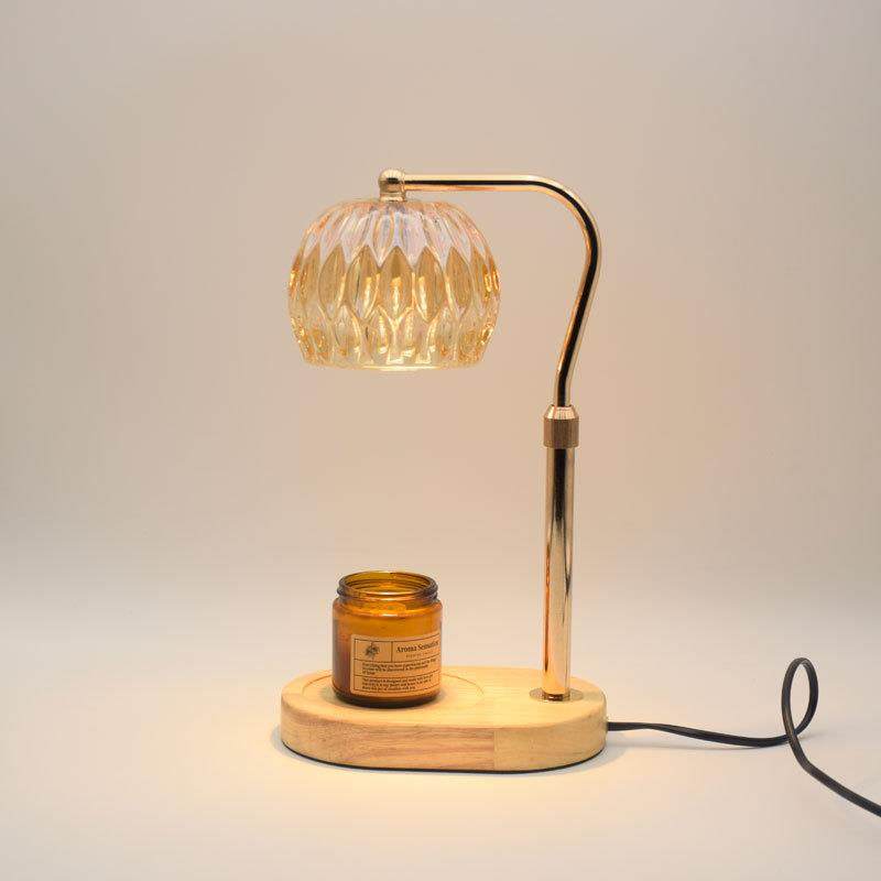 美式香熏灯融蜡灯实木升降琥珀玻璃卧室房间定时调光装饰台灯