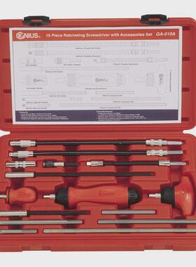 GENIUS天赋工具15件套棘轮螺丝批柄及批杆附件组GA-015A