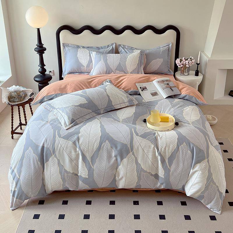 秋冬全棉床上四件套轻奢床单被套床上用品四件套纯棉加厚磨毛简约