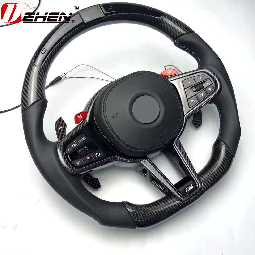 适用于宝马5678系X1X2X3X4X5X6X7改装升级CS碳纤维LED平底方向盘