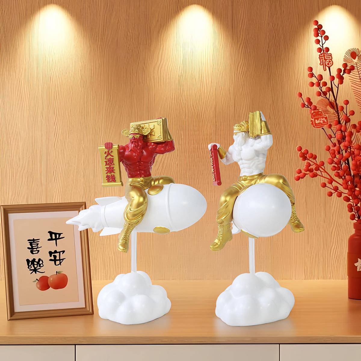 火速来钱创意财神招财摆件现代家居客厅装饰品新店开业乔迁送礼