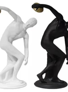 现代创意摆件白色人砂岩摆件黑色人思考者书挡摆件样板房家居饰品