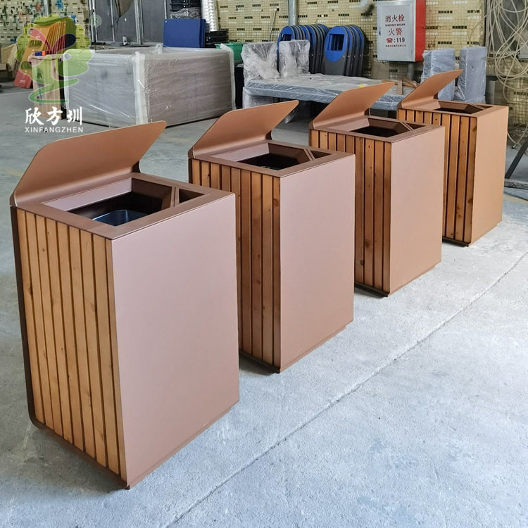 广东户外小区公园街道公共环卫外贸不锈钢垃圾桶金属单筒厂家定制