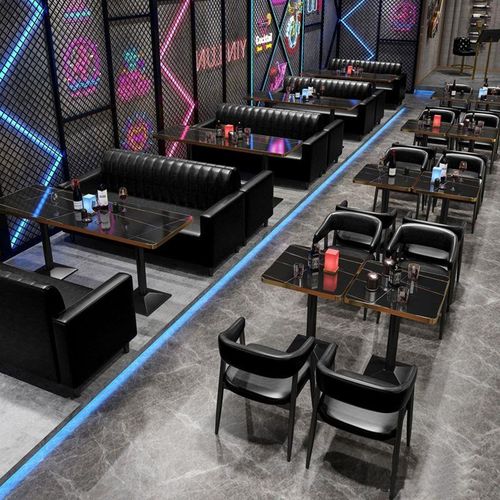 奶茶店桌椅酒吧清吧卡座西餐咖啡厅甜品烧烤火锅店工业风沙发组合