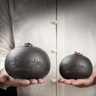 紫砂茶叶罐茶罐小号普洱装茶叶盒便携迷你旅行存储密封罐家用定制