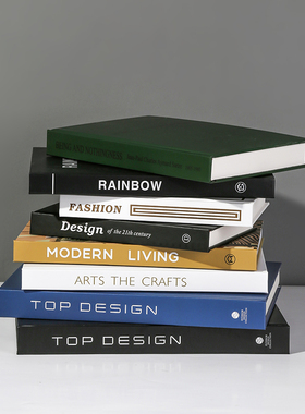 简约现代时尚装饰真书轻奢黑白灰精装外文书摆件样板房间书柜陈设