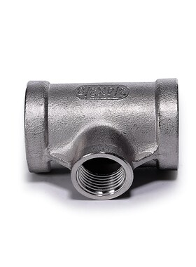 变径内丝三通NPT1-11/2铸造不锈钢150LB扣304316螺纹天佑管业9025