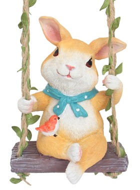 庭院阳台花园艺户外装饰小兔子秋千树上动物吊件挂件民宿景观摆件