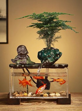 家居鱼缸流水喷泉循环水招财客厅摆件H玄关装饰品办公室桌面送礼