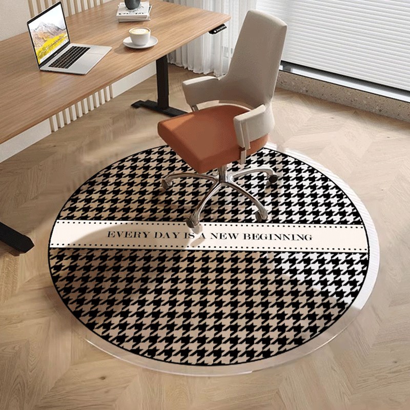 圆形软玻璃转椅地垫书房书桌椅下简约轻奢地毯耐脏防W水地板保护