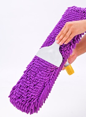 拖把刮水器白色加厚耐用雪尼尔平板拖把免手洗拖Y把家用一拖净