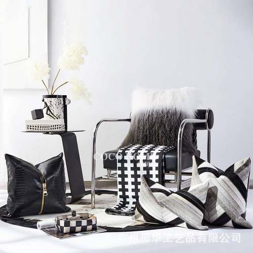 轻奢抱枕套黑色系高级靠枕客厅沙发装饰枕样板间床品搭配