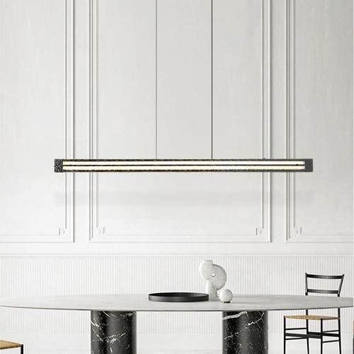 意式极简餐厅吊灯北欧高端设计师玻璃现代简约一字吧台长条灯