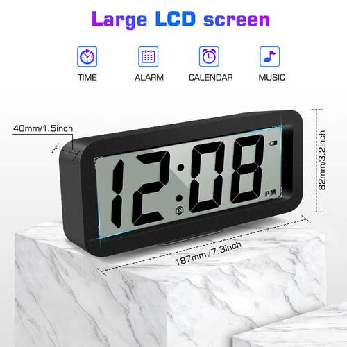 LCD音乐时钟新码床头闹钟大字挂钟音乐挂钟台挂两用时钟