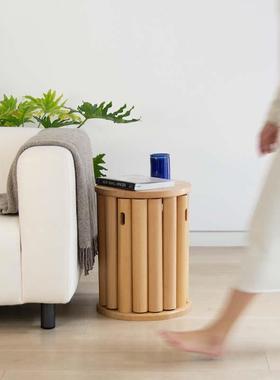 0J易家居实木多功能组合收纳凳子可叠放边几床头柜原木圆凳椅子茶