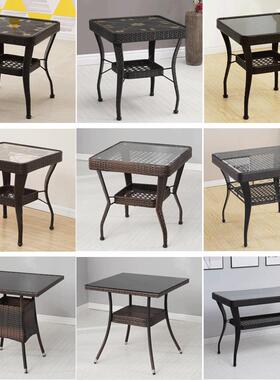 ft阳台茶几休闲藤编方桌小户型茶餐桌花园露台简约室内户外庭院铁