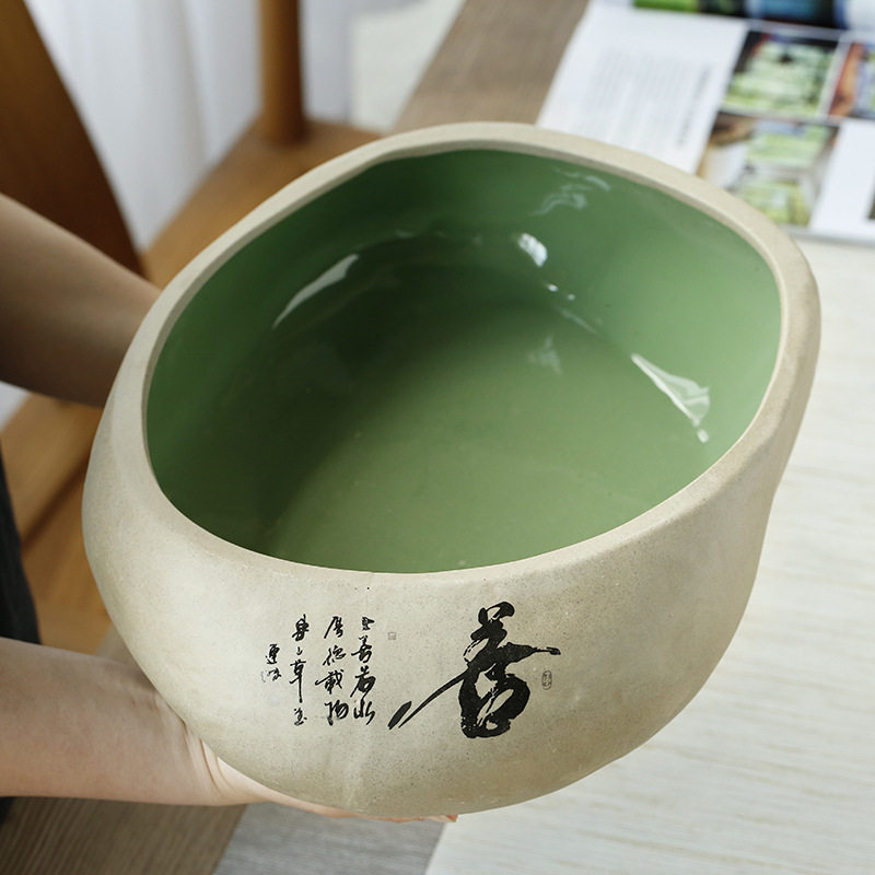 厂家直销粗陶盆器小乌龟鱼缸茶洗创意桌面陶瓷花盆鱼缸可定制批发