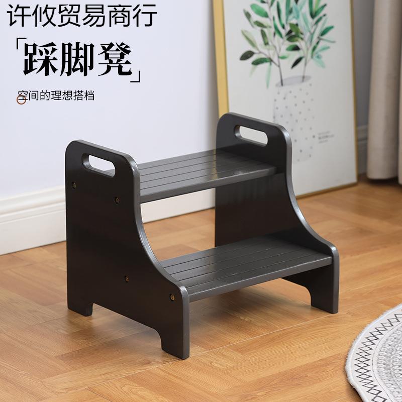 踩脚凳实木楼梯台阶网红脚凳脚踩登高厨房洗衣机增高凳脚踏凳坐凳