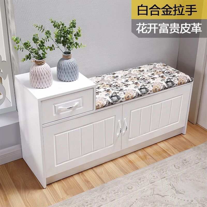 门口换鞋凳收纳凳鞋柜简约现代欧式白换鞋凳储物凳实木烤漆沙发凳