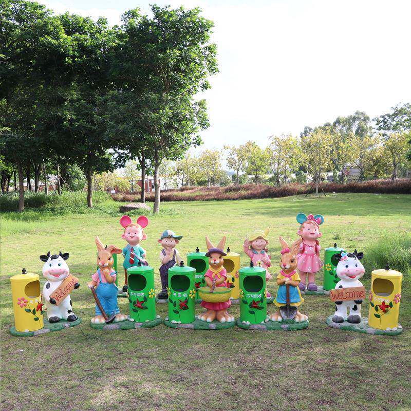 户外卡通动物造型垃圾桶水果蔬菜雕塑公园学校景区商场装饰摆件