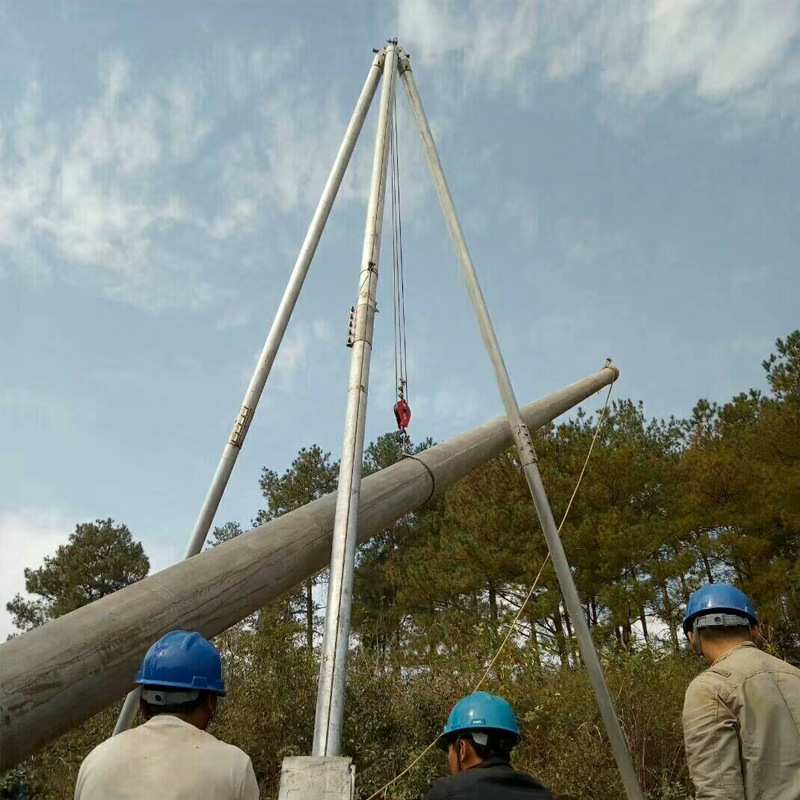 15米加粗加固三角形立杆机 12米分体电信线杆起立机器