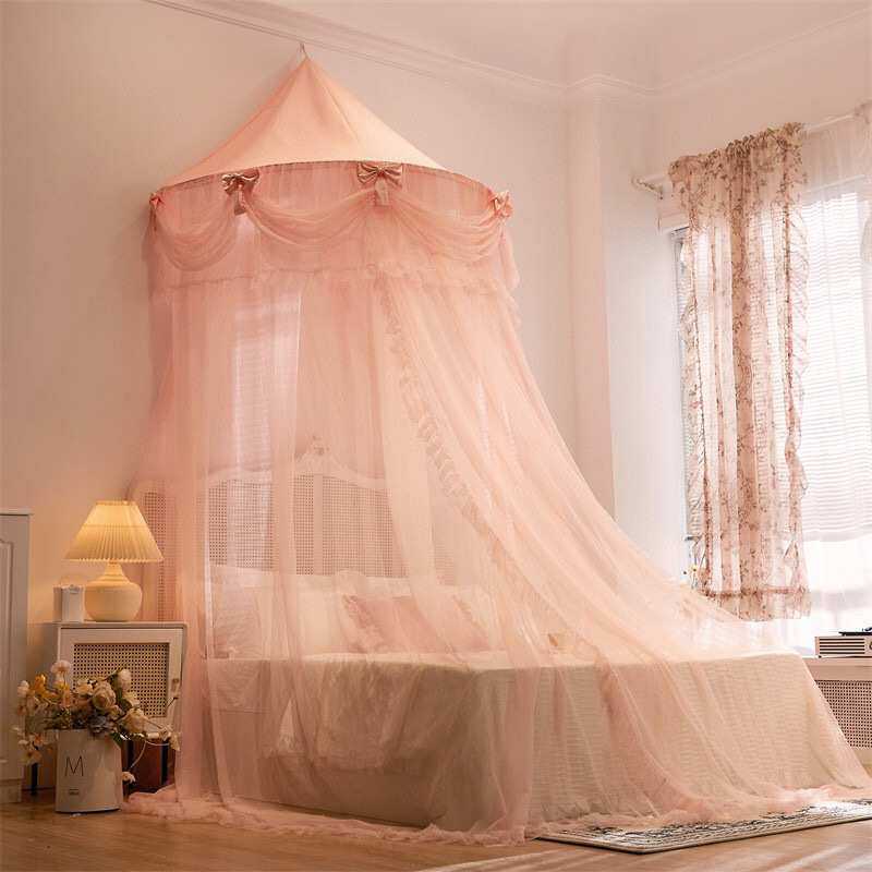 半圆式少女吊顶蚊帐挂钩免打孔安装可折叠公主唯美浪漫风落地蚊帐